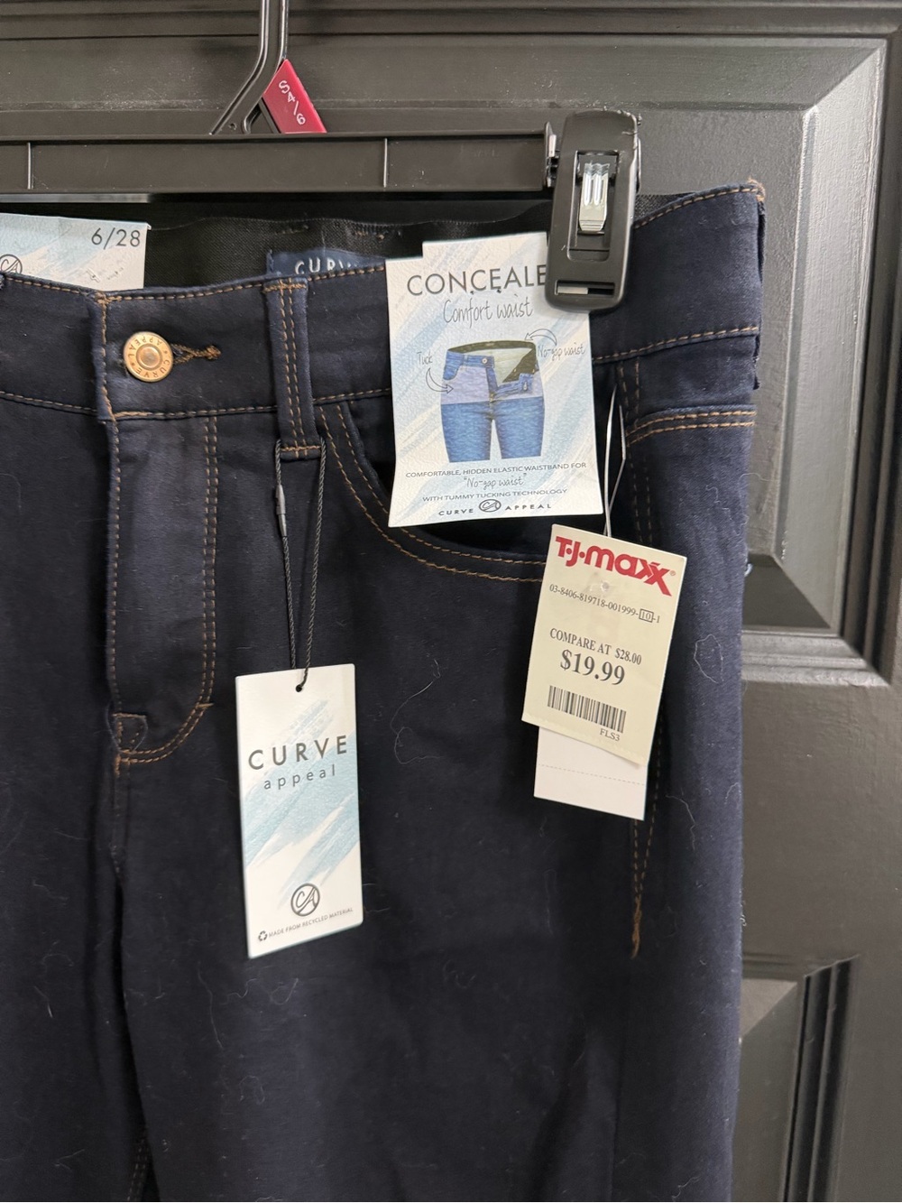 NWT Curve Appeal High Rise Comfort Waist Skinny Jeans Dark Wash Size 6/28 - Picture 5 of 11